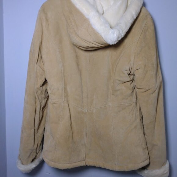 Stephanie Andrews Sueded Leather Coat/Jacket W/Hood Shearling Lined-Heavy SMALL - Picture 6 of 14